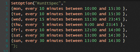 Intraday run spec